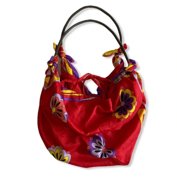 EUC Floral Scarf Hobo Fabric Bag Purse Tote Vintage Y2K EUC - Picture 1 of 6